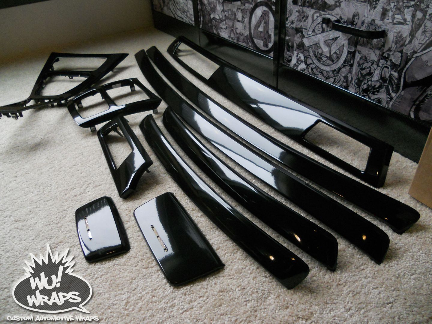 BMW E92 Interior Trim Avery Supreme Gloss Black Piano Black Vinyl Wrap Wu! Wraps Seattle Wa